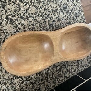 Wooden Double Bowl